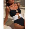 image:imageGORGLITTER Womens High Cut Metal One Pieces Swimsuits Modest Tummy Control Bathing Suit Cut Out Color Block MonokiniBlack and White