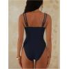 image:imageGORGLITTER Womens High Cut Metal One Pieces Swimsuits Modest Tummy Control Bathing Suit Cut Out Color Block MonokiniBlack and White