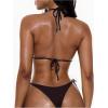 image:imageGORGLITTER Womens High Waisted Cheeky Triangle Bikini Set Sexy Halter Top Tie Side Thong Summer Two Piece SwimsuitCoffee Brown