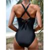 image:imageGORGLITTER Womens Lace Modest Monokini Swimsuits Halter Cheeky Tummy Control One Piece Swim Bathing Suit Beach WearBlack