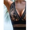 image:imageGORGLITTER Womens Lace Modest Monokini Swimsuits Halter Cheeky Tummy Control One Piece Swim Bathing Suit Beach WearBlack
