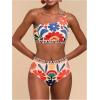 image:imageGORGLITTER Womens One Shoulder High Waisted Bikini Sets Y2K Cheeky Floral Print 2 Piece Swimsuit Bathing Suit SwimwearMulticolor