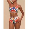 image:imageGORGLITTER Womens One Shoulder High Waisted Bikini Sets Y2K Cheeky Floral Print 2 Piece Swimsuit Bathing Suit SwimwearMulticolor