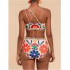 image:imageGORGLITTER Womens One Shoulder High Waisted Bikini Sets Y2K Cheeky Floral Print 2 Piece Swimsuit Bathing Suit SwimwearMulticolor