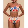 image:imageGORGLITTER Womens One Shoulder High Waisted Bikini Sets Y2K Cheeky Floral Print 2 Piece Swimsuit Bathing Suit SwimwearMulticolor Floral Print