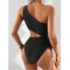 image:imageGORGLITTER Womens One Shoulder Monokini One Piece Swimsuit Cheeky Modest Tummy Control Swim Suit Bathing Suit SwimwearBlack