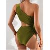 image:imageGORGLITTER Womens One Shoulder Monokini One Piece Swimsuit Cheeky Modest Tummy Control Swim Suit Bathing Suit SwimwearOlive Green