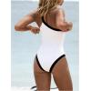 image:imageGORGLITTER Womens One Shoulder Monokini One Piece Swimsuit Modest Cheeky Tummy Control Swim Suit Bathing Suit SwimwearWhite