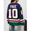 image:imageGORGLITTER Womens Oversized Jersey Shirts Y2k Clothes Number Letter Graphic Long Sleeve V Neck Top Aesthetic StreetwearBlue Graphic