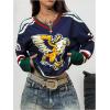 image:imageGORGLITTER Womens Oversized Jersey Shirts Y2k Clothes Number Letter Graphic Long Sleeve V Neck Top Aesthetic StreetwearBlue Graphic