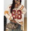 image:imageGORGLITTER Womens Oversized Jersey Shirts Y2k Clothes Number Letter Graphic Long Sleeve V Neck Top Aesthetic StreetwearMulticolor