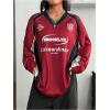 image:imageGORGLITTER Womens Oversized Jersey Shirts Y2k Clothes Number Letter Graphic Long Sleeve V Neck Top Aesthetic StreetwearRed