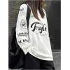 image:imageGORGLITTER Womens Oversized Jersey Shirts Y2k Clothes Number Letter Graphic Long Sleeve V Neck Top Aesthetic StreetwearWhite