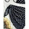 image:imageGORGLITTER Womens Polka Dots Bikini Set Halter Triangle Thong Bathing Suit Cute 3 Piece Swimsuit with Sarong CoverupsBlack and White