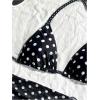image:imageGORGLITTER Womens Polka Dots Bikini Set Halter Triangle Thong Bathing Suit Cute 3 Piece Swimsuit with Sarong CoverupsBlack and White