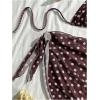 image:imageGORGLITTER Womens Polka Dots Bikini Set Halter Triangle Thong Bathing Suit Cute 3 Piece Swimsuit with Sarong CoverupsBrown