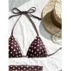 image:imageGORGLITTER Womens Polka Dots Bikini Set Halter Triangle Thong Bathing Suit Cute 3 Piece Swimsuit with Sarong CoverupsBrown