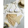 image:imageGORGLITTER Womens Polka Dots Bikini Set Halter Triangle Thong Bathing Suit Cute 3 Piece Swimsuit with Sarong CoverupsYellow