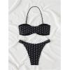 image:imageGORGLITTER Womens Polka Dots Bikini Sets Strapless High Cut Thong Bandeau Cheeky 2026 Beach Swimsuits Bathing SuitBlack and White