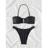 image:imageGORGLITTER Womens Polka Dots Bikini Sets Strapless High Cut Thong Bandeau Cheeky 2026 Beach Swimsuits Bathing SuitBlack and White
