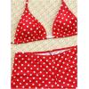 image:imageGORGLITTER Womens Polka Dots Boyshort Bikini Set with Shorts 2026 Halter Triangle Full Coverage Cheeky SwimsuitsRed and White