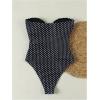 image:imageGORGLITTER Womens Polka Dots One Piece Swimsuit Metal Cut Out Strapless Bikini Sexy Monokini Bathing SuitBlack and White