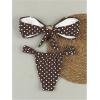 image:imageGORGLITTER Womens Polka Dots Strapless Bikini Set Cheeky Y2K High Waisted Bandeau Swimsuits Metal Shell Bathing SuitsBrown