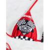 image:imageGORGLITTER Womens Racer Car High Waisted Bikini Sets Y2K Cheeky F1 Triangle Halter Swimsuit String Thong Bathing SuitsRed