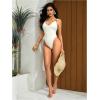 image:imageGORGLITTER Womens Sexy One Piece Swimsuit High Cut Waisted Tummy Control Bathing Suit Metal Modest Swim Beach Wear 2026White