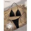 image:imageGORGLITTER Womens Sexy Thong Bikini Sets String 2 Piece Swimsuit Halter Triangle Cheeky High Cut Bathing Suit SwimwearBlack