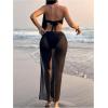 image:imageGORGLITTER Womens Strapless Bandeau Swimsuits 3 Piece Summer Beach Sexy Bathing Suit Bikini with Skirt CoverupBlack