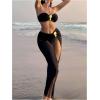 image:imageGORGLITTER Womens Strapless Bandeau Swimsuits 3 Piece Summer Beach Sexy Bathing Suit Bikini with Skirt CoverupBlack