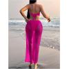 image:imageGORGLITTER Womens Strapless Bandeau Swimsuits 3 Piece Summer Beach Sexy Bathing Suit Bikini with Skirt CoverupHot Pink