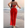 image:imageGORGLITTER Womens Strapless Bandeau Swimsuits 3 Piece Summer Beach Sexy Bathing Suit Bikini with Skirt CoverupRed