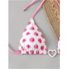 image:imageGORGLITTER Womens Strawberry Bathing Suit Thong Bikini Set 2 Piece Heart Ring Backless Triangle Bra High Waisted SwimsuitPink and White