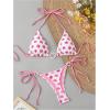 image:imageGORGLITTER Womens Strawberry Bathing Suit Thong Bikini Set 2 Piece Heart Ring Backless Triangle Bra High Waisted SwimsuitPink and White