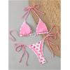 image:imageGORGLITTER Womens Strawberry Bathing Suit Thong Bikini Set 2 Piece Heart Ring Backless Triangle Bra High Waisted SwimsuitPink and White