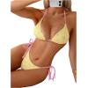 image:imageGORGLITTER Womens String Thong Bikini Sets Cheeky High Cut Halter Triangle Floral Brazilian Sexy Bathing SuitYellow