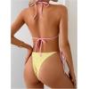 image:imageGORGLITTER Womens String Thong Bikini Sets Cheeky High Cut Halter Triangle Floral Brazilian Sexy Bathing SuitYellow