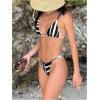 image:imageGORGLITTER Womens Striped Bikini Color Block String Tie Side Swimsuit Cheeky Swimwear Bathing SuitBlack and White