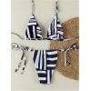 image:imageGORGLITTER Womens Striped Bikini Color Block String Tie Side Swimsuit Cheeky Swimwear Bathing SuitBlack and White