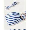 image:imageGORGLITTER Womens Striped Strapless Swimsuits Metal Bandeau Full Coverage Bikini Sets Cheeky Bottom Bathing SuitsBlue and White