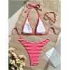 image:imageGORGLITTER Womens Striped Thong Bikini Cheeky Bottom Swimsuit Low Rise Halter Bathing Suit Cute Beachwear Trendy 2026Pink