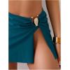image:imageGORGLITTER Womens Swimsuit Metal Decor High Waisted Cheeky Beach Vacation Bikini Set with Bathing Suit Cover Up SkirtsTeal Blue