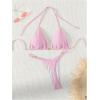 image:imageGORGLITTER Womens Thong Bikini Sets Halter Triangle Top High Cut Thong Bikini Bottom Swimsuit Bathing Suit Summer BeachPink