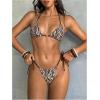 image:imageGORGLITTER Womens Zebra Bikini Set Sexy Beaded Halter Triangle Top High Cut Thong Cheeky Beach Swimsuit Bathing SuitBrown and White