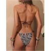 image:imageGORGLITTER Womens Zebra Bikini Set Sexy Beaded Halter Triangle Top High Cut Thong Cheeky Beach Swimsuit Bathing SuitBrown and White Zebra