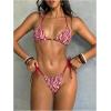 image:imageGORGLITTER Womens Zebra Bikini Set Sexy Beaded Halter Triangle Top High Cut Thong Cheeky Beach Swimsuit Bathing SuitRed and White