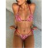 image:imageGORGLITTER Womens Zebra Bikini Set Sexy Beaded Halter Triangle Top High Cut Thong Cheeky Beach Swimsuit Bathing SuitRed and White