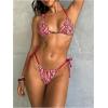 image:imageGORGLITTER Womens Zebra Bikini Set Sexy Beaded Halter Triangle Top High Cut Thong Cheeky Beach Swimsuit Bathing SuitRed and White